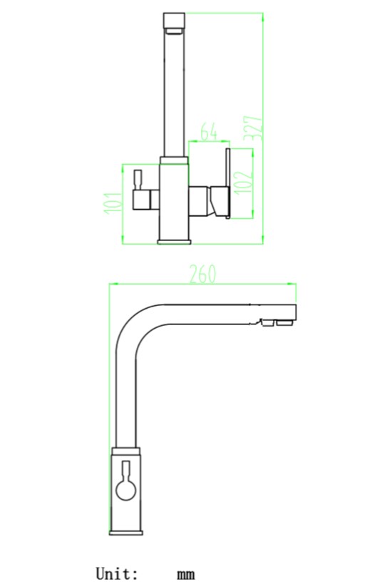 PLU RECTA 3WAY K.MIXER LONG L