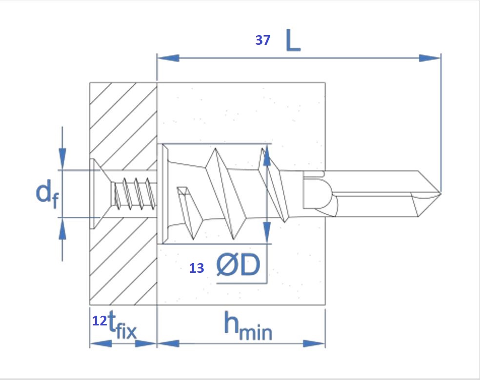 ΡΟΠΛΑΞ ΓΥΨΟΣΑΝΙΔΑΣ 13X37MM 6PCS