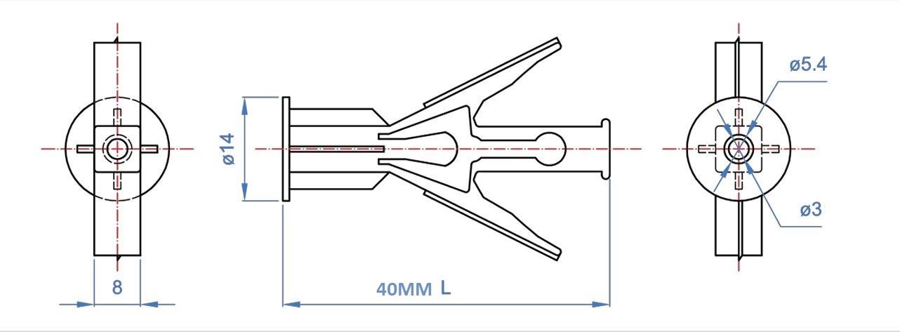 ΡΟΠΛΑΞ ΓΥΨΟΣΑΝΙΔΑΣ ΠΛΑΣΤΙΚΑ10X40MM 6PCS