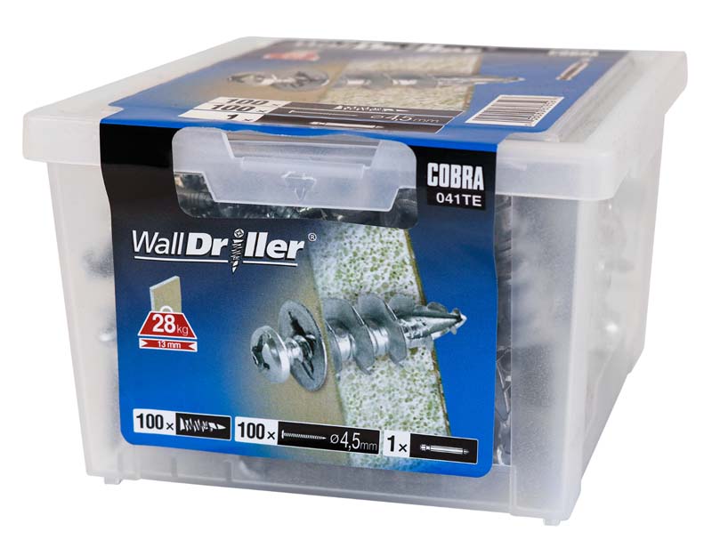 COBRA 041TE WALLDRILLER ZINC  (SCREWS+ DRIVER) 100PCS