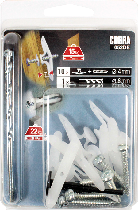 COBRA 052DE ΚΟΝΤΟΣ ΔΙΑΚΟΠΤΗΣ ΝΑΥΛΟΝ 6MM (+ΒΙΔΕΣ + ΑΡΙΔΑ) 10 PCS