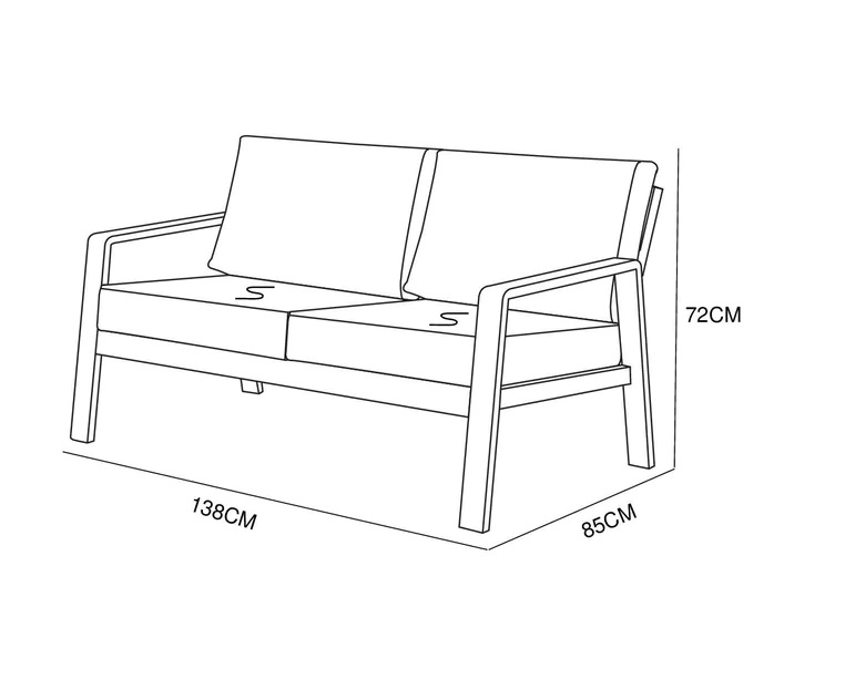 MASSA 2SEAT SOFA 138X85X72CM - GREY