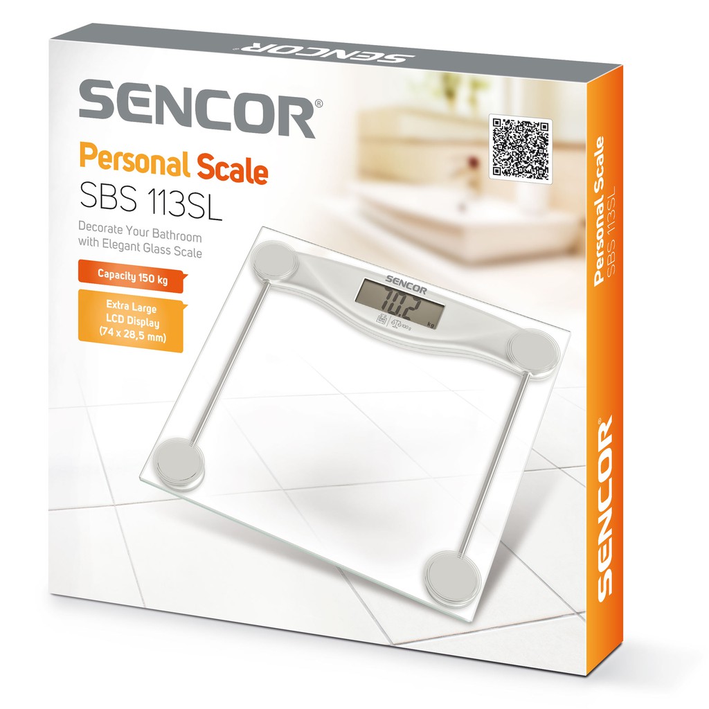 SENCOR SBS113SL GLASS DIGITAL SCALE 150KG