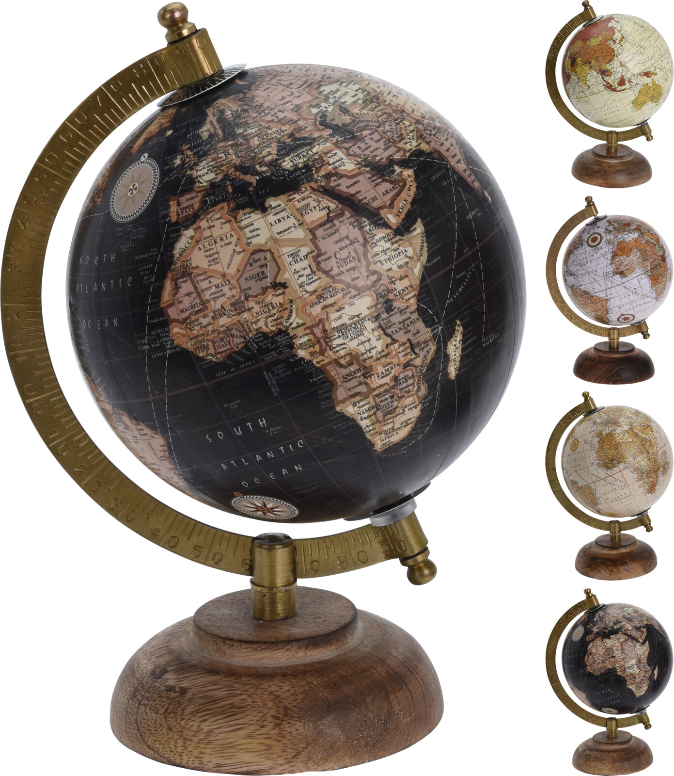 GLOBE ON BASE 15.5CM X 13CM X 21.5CM 4 ASSORTED COLORS