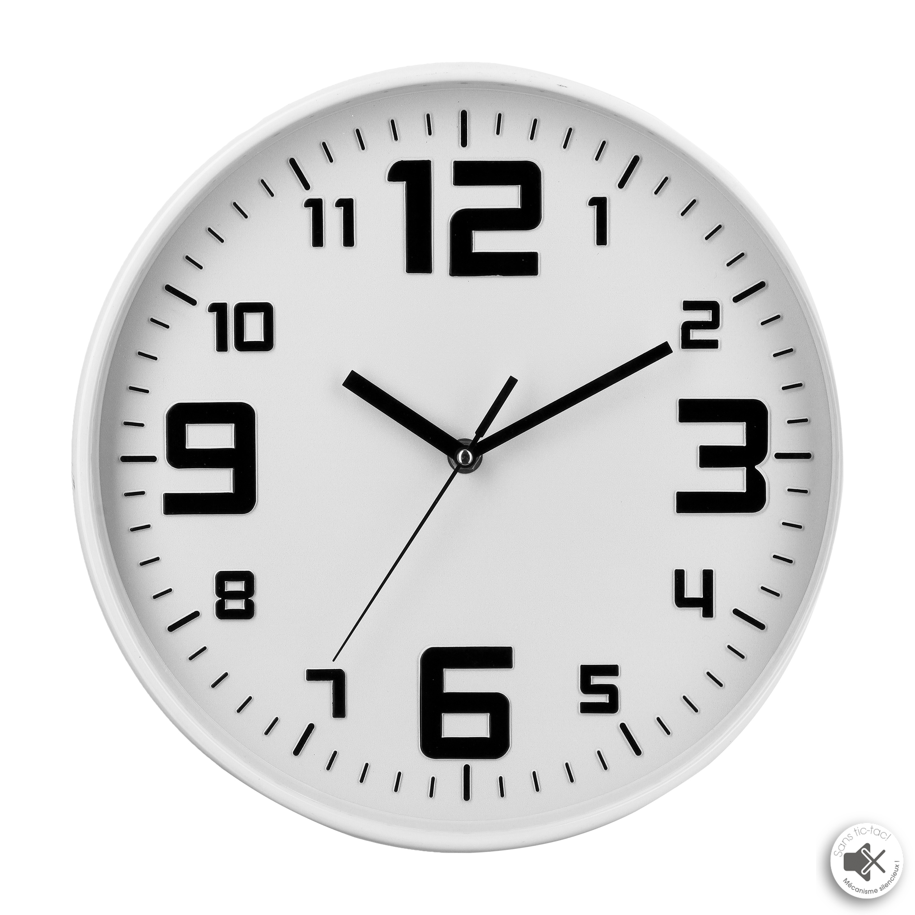 WHITE PLASTIC CLOCK D30