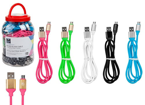 MICRO USB CABLE JAR 5 ΑSSORTED COLOLRS