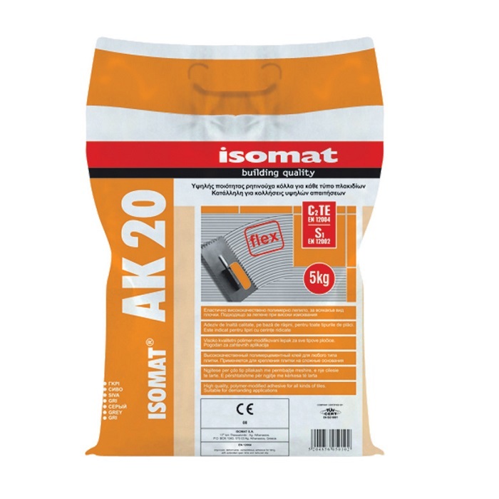 ISOMAT AK-20 ΚΟΛΛΑ ΠΛΑΚΙΔΙΩΝ ΛΕΥΚΟ 5KG 