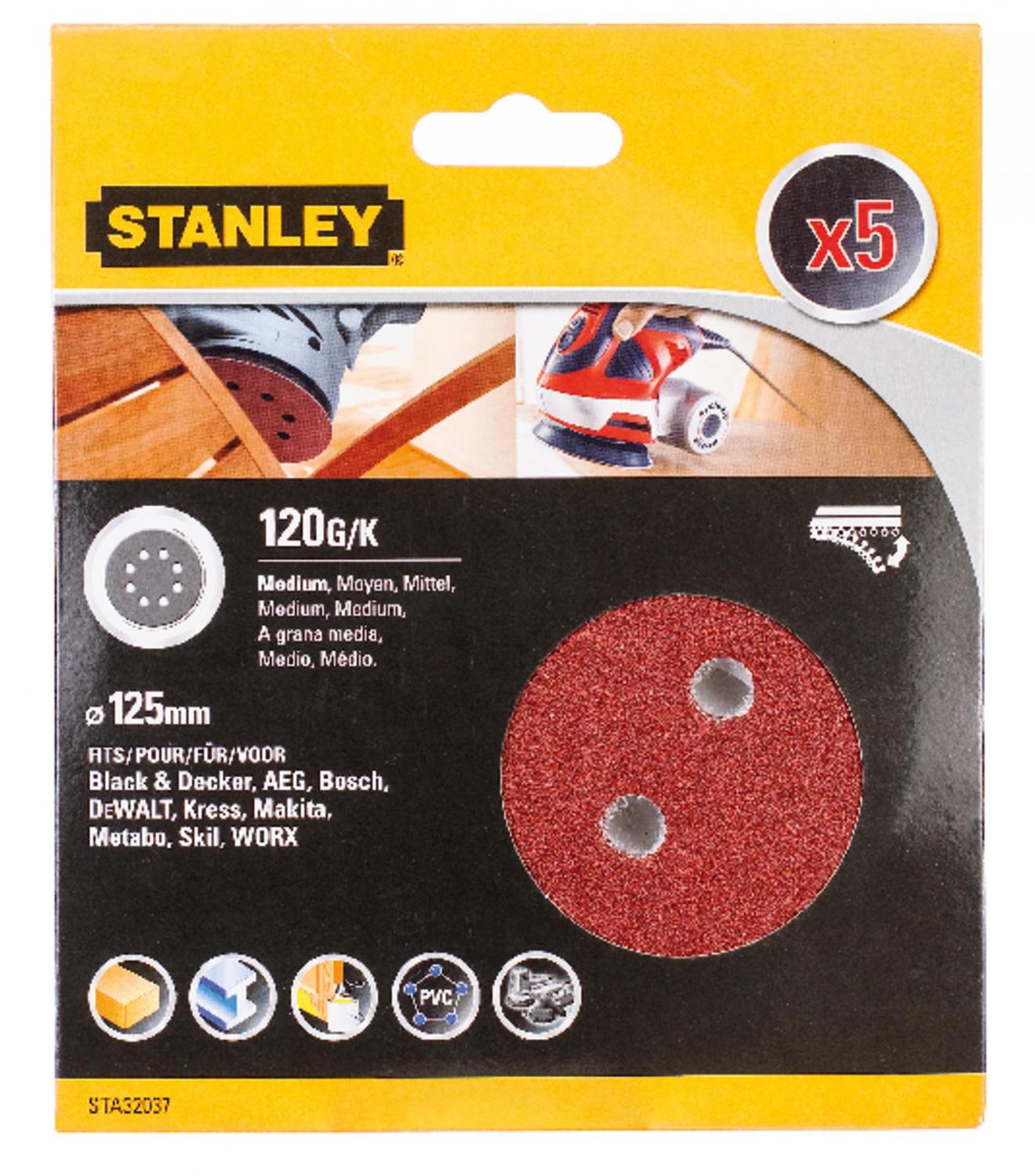 STANLEY SANDING SHEET 120GR 125MM 5