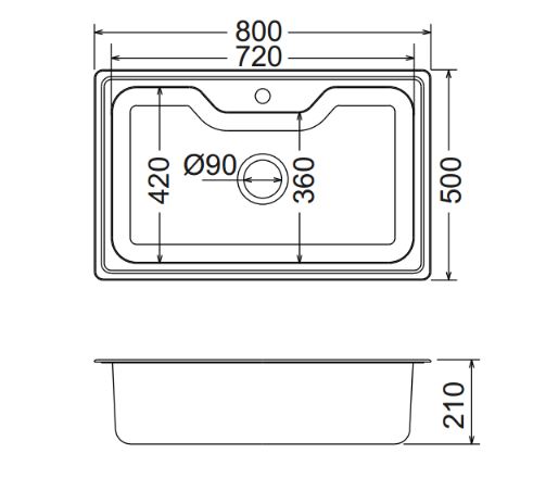 MAIDSINKS INSET SINK 80X50CM 1B O92