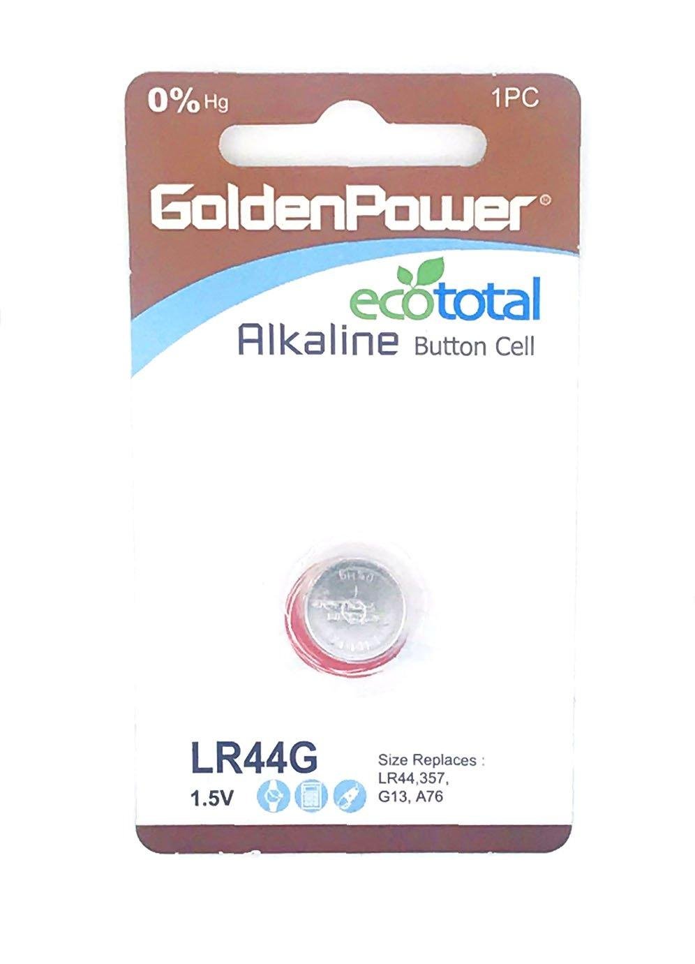 GOLDEN POWER 1.5V ALKALINE BUTTON LR44G