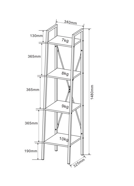 SUPERLIVING MAROCO BOOKCASE 34X32.5X148CM BLACK