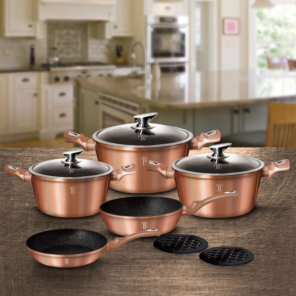 BERLINGER HAUS BH/1220N 10PCS COOKWARE SET ROSE GOLD COLLECTION