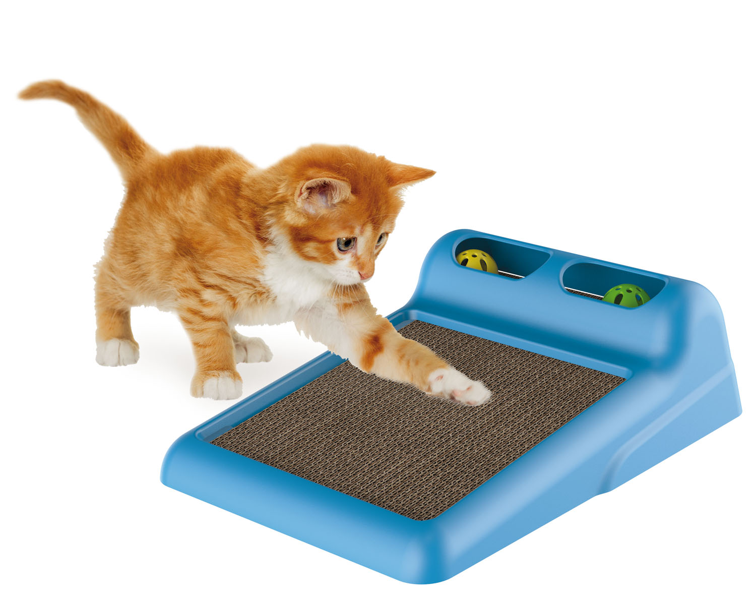 GEORPLAST FLIPPER-CAT SCRAPER WITH 2 BALLS