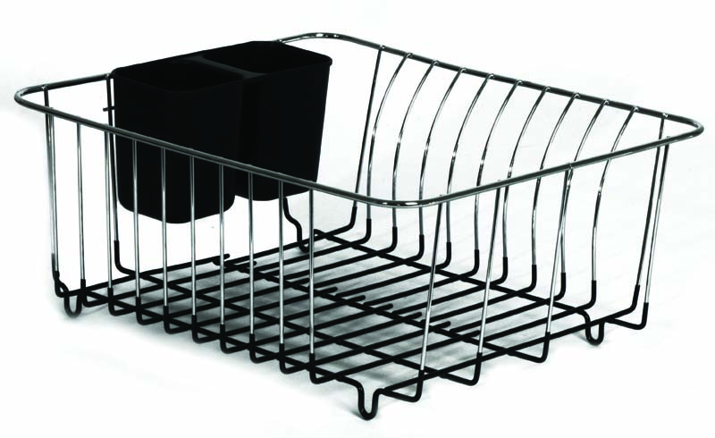 ESTIA METAL DISH RACK WITH SILICONE BASE SILVER BLACK 35X30X15CM