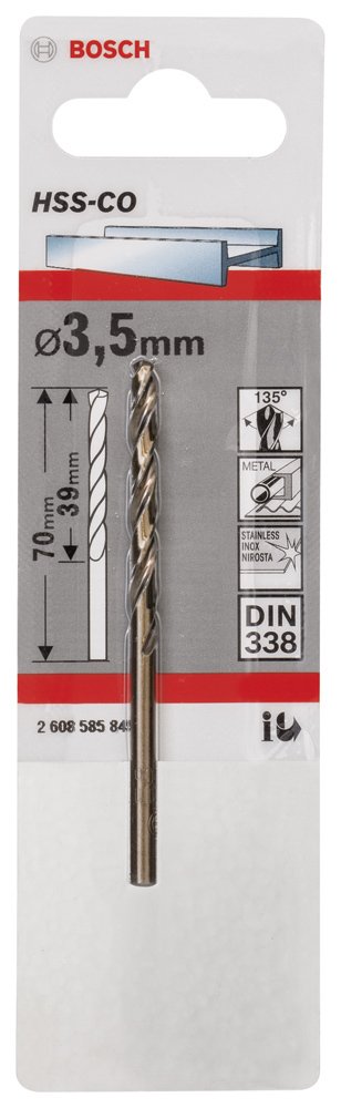 BOSCH HSS-TIN METAL DRILL DIN 338 3,5 X 39 X 70 MM