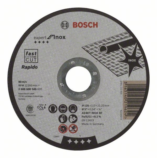 BOSCH EXPERT FOR INOX RAPIDO AS 60 T INOX BF CUTTING DISC 125INOX 1MM