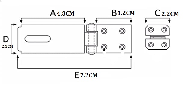 HASP AND STAPLE DOOR LOCK 4.8X2.3CM