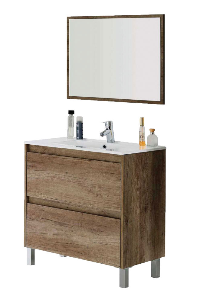 FORES DAKOTA CABINET 2 DRAWERS+MIRROR+SINK 80X45X80CM