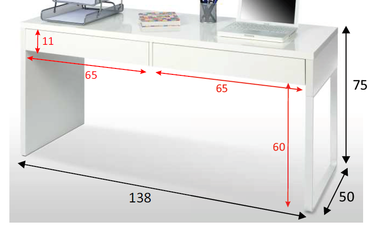 FORES HABITAT COMPUTER DESK 138X50X75CM MATT WHITE