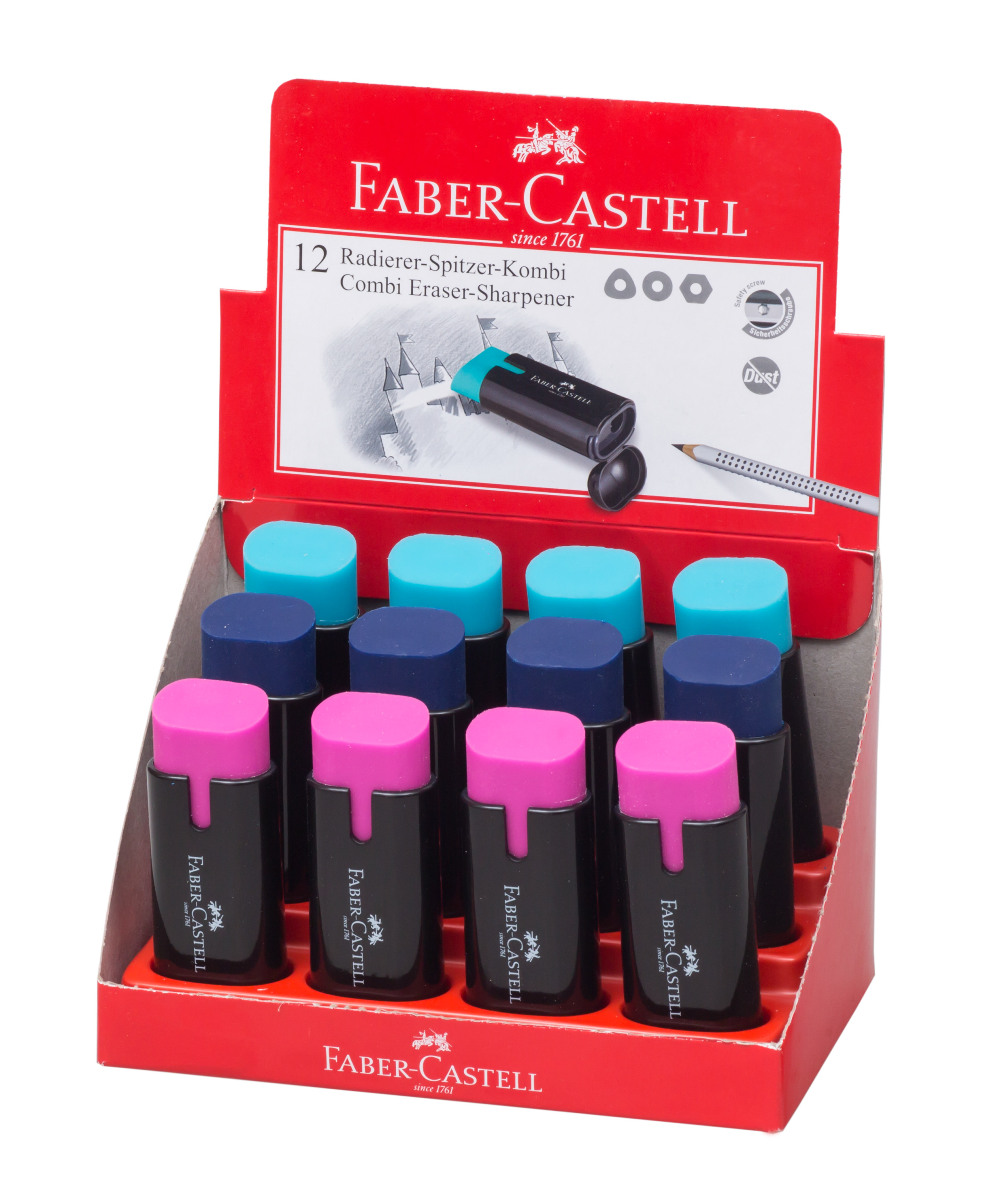 FABER CASTELL 183706 SHARPENER WITH ERASER 12PCS