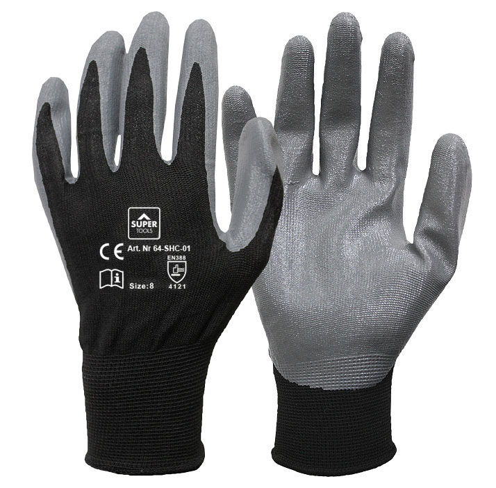 SUPER NITRILE GLOVES 8 GREY