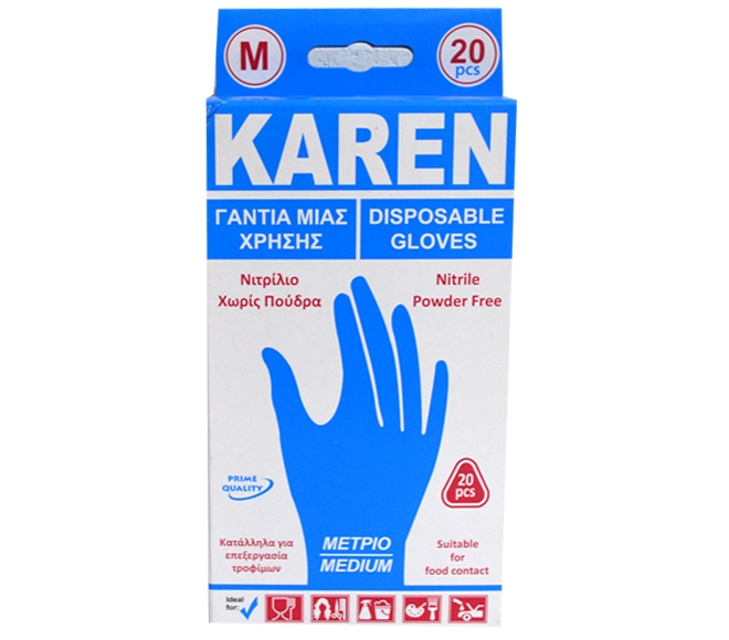 KAREN NITRILE GLOVES 20PCS (M)