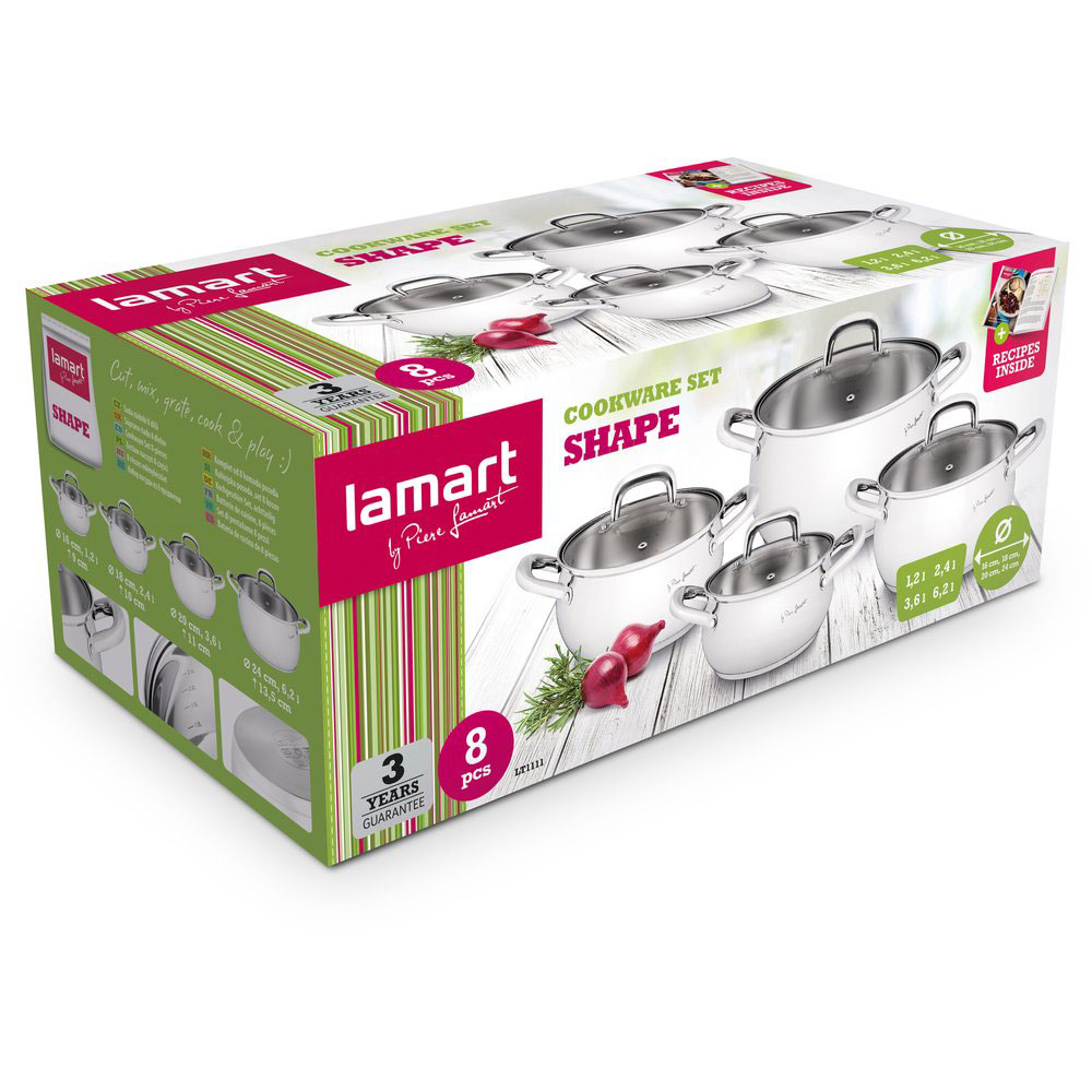 LAMART 4X FIRST QUALITY STAINLESS STEEL CASSEROLE SET