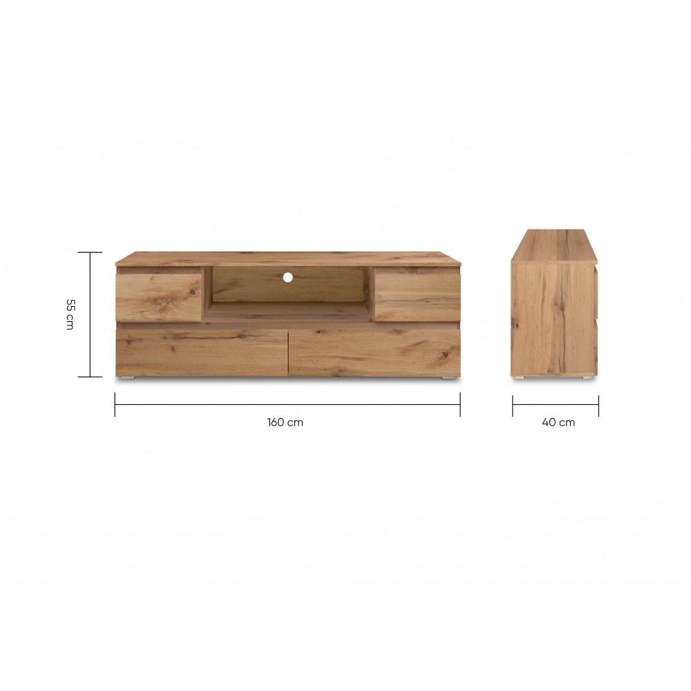 FINORI 02639 IMAGE TV BOARD WITH 4 DRAWERS OAK 160CM X 55CM X40CM