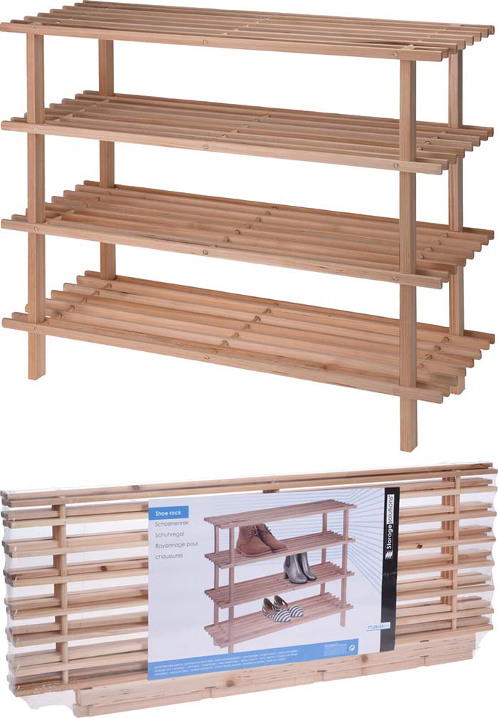 SHOE RACK FIR WOOD 4 LAYERS