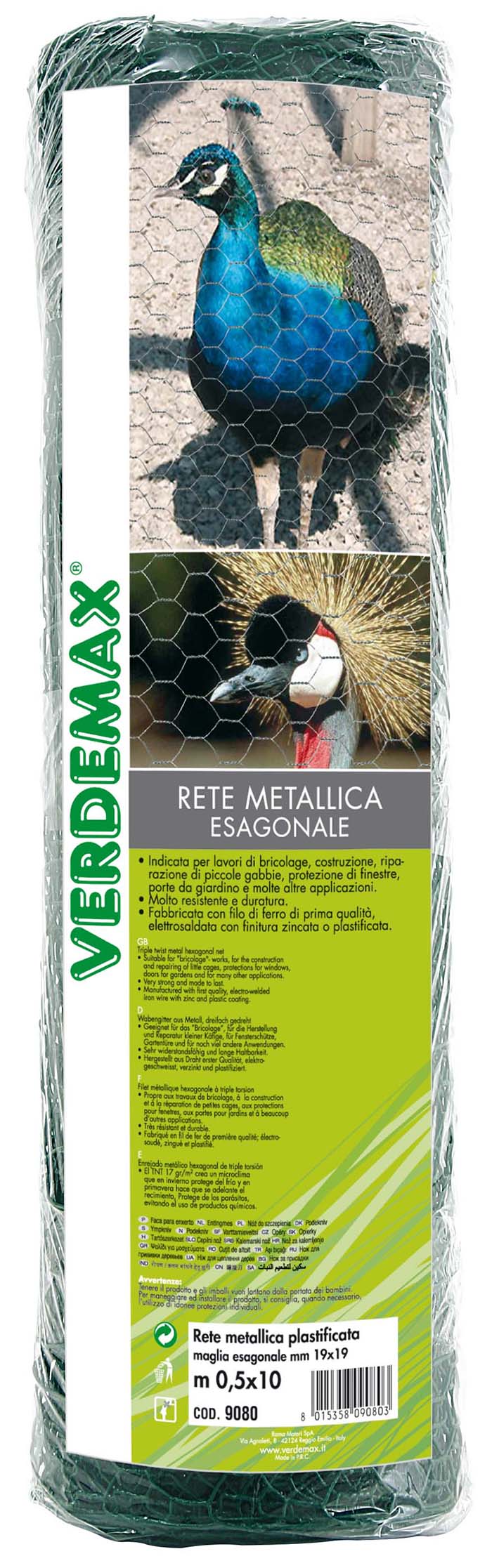 VERDEMAX METAL HEXAGONAL NET 0.5X10 GREEN