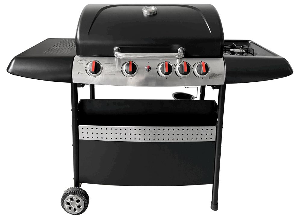 OUTBACK GAS BBQ SIZZLER 12KW 4 BURNERS + 2.5KW SIDE BURNER