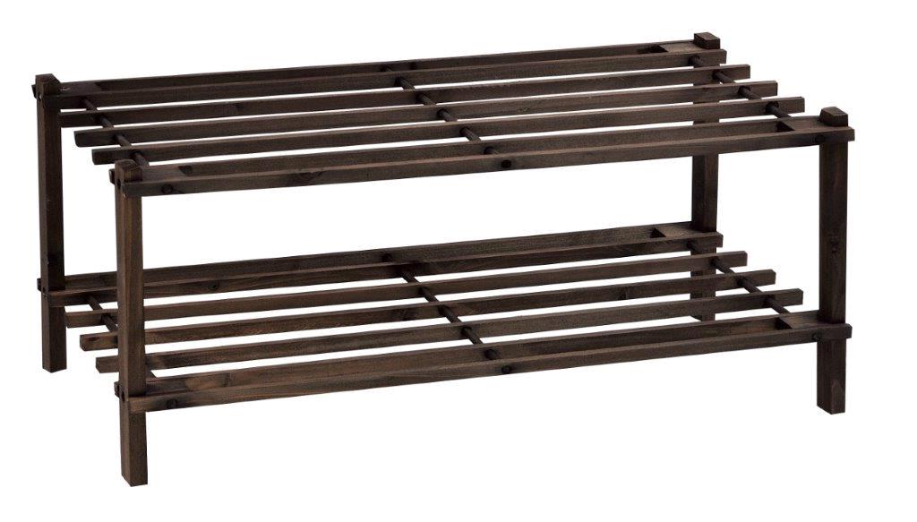 SUPERLIVING SHOE RACK 2 TIER WOOD DARK BROWN 74X26X29.5CM