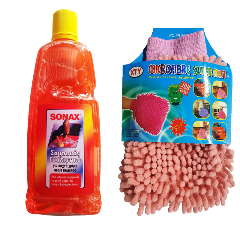 SONAX SHAMPOO 1L + MICROFIBER GLOVE SET