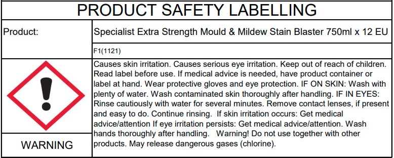 ASTONISH SPECIALIST EXTRA STRENGTH MOULD AND MILDEW STAIN BLASTER 750ML