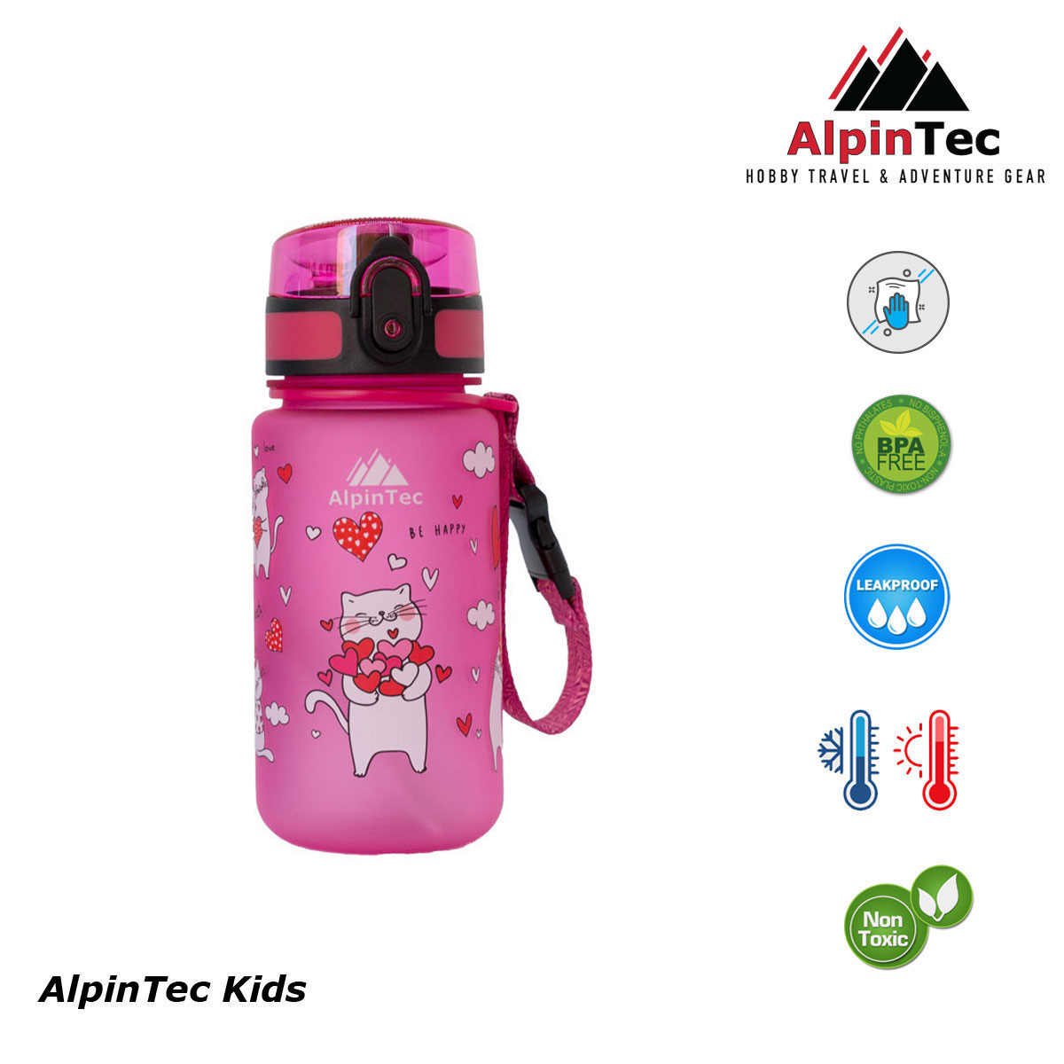 ALPIN KIDS BOTTLE 35CL CATS PINK