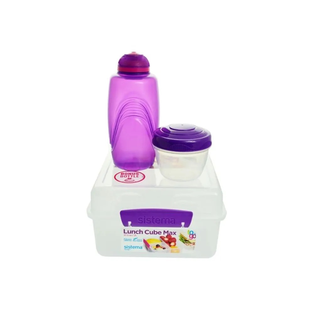 SISTEMA TO GO LUNCH CUBE 2L WITH BOTTLE 4 COLOURS