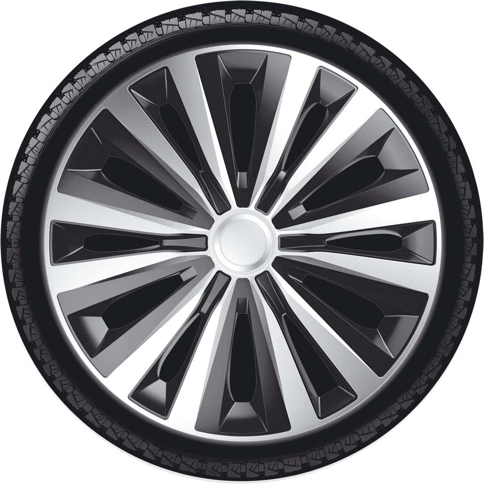 J-TECH WHEEL COVERS SILVER/ BLACK 15