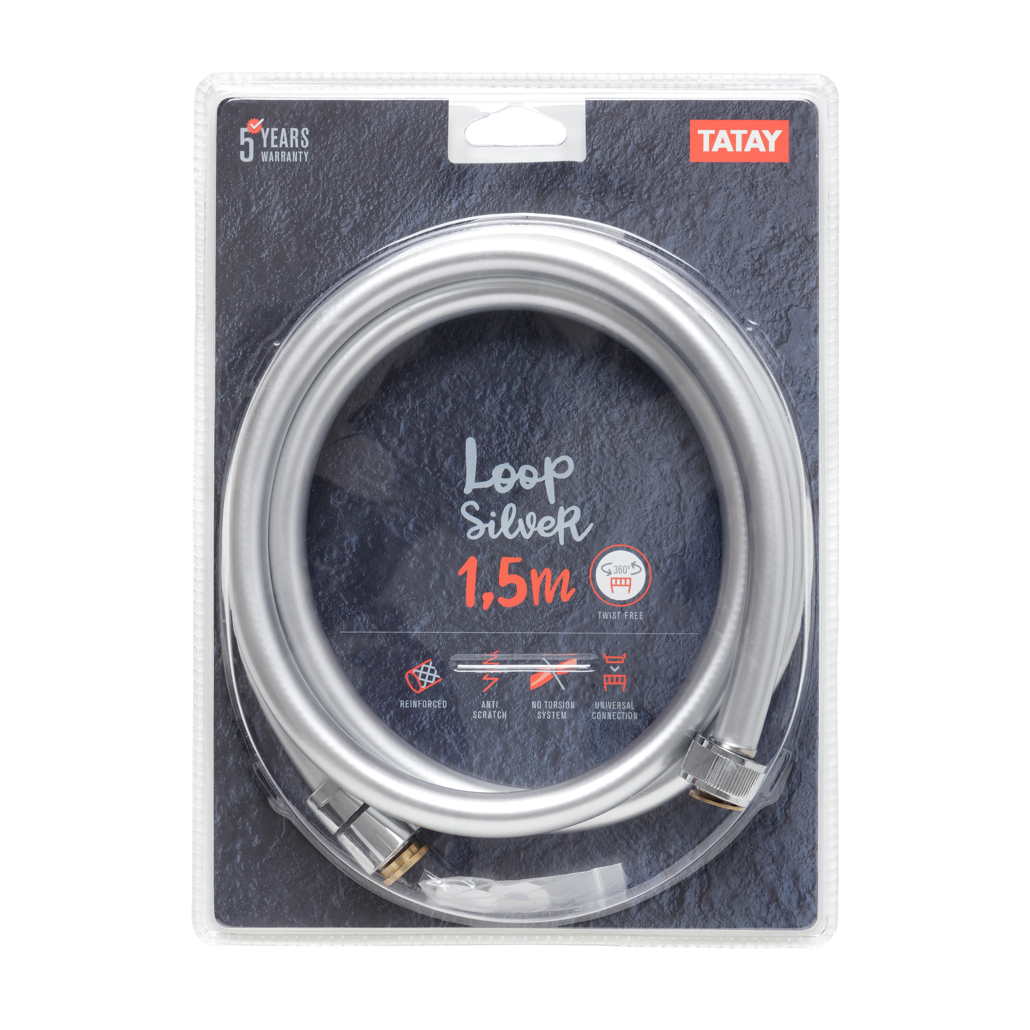 TATAY SHOWER HOSE LOOP SILVER 1.5M