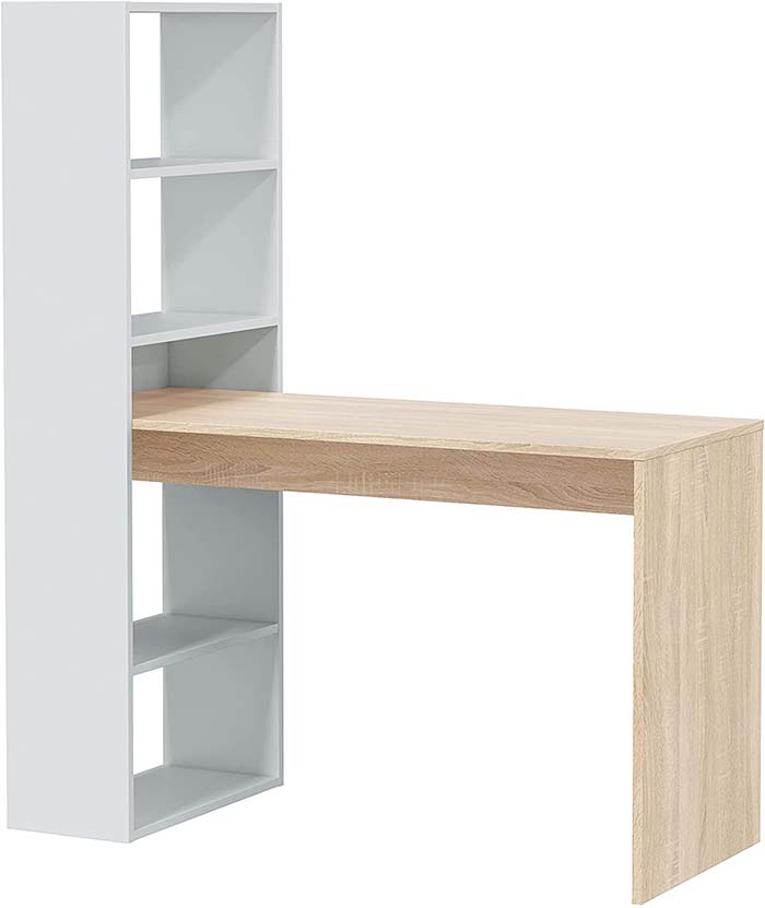 FORES DUPLO DESK WITH BOOKCASE 144X120X53CM OAK/WHITE 