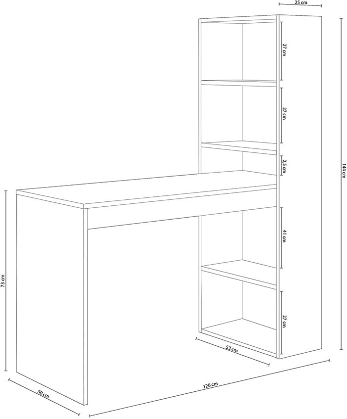 FORES DUPLO DESK WITH BOOKCASE 144X120X53CM OAK/WHITE 