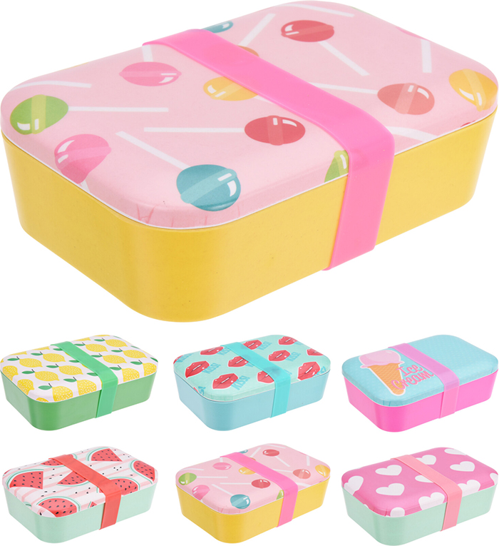 LUNCH BOX BAMBOO/MELAMINE 6 ASSORTED COLORS