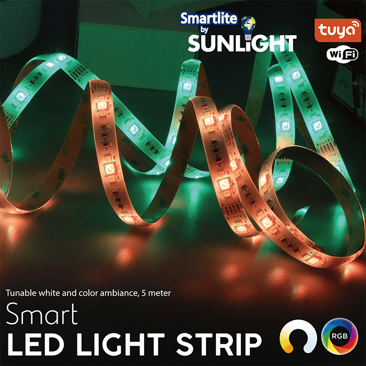 SUNLIGHT LED 4.8W/M WIFI SMART STRIP 5-METER SET RGB WITH CONTROLLER & ADAPTOR IP65