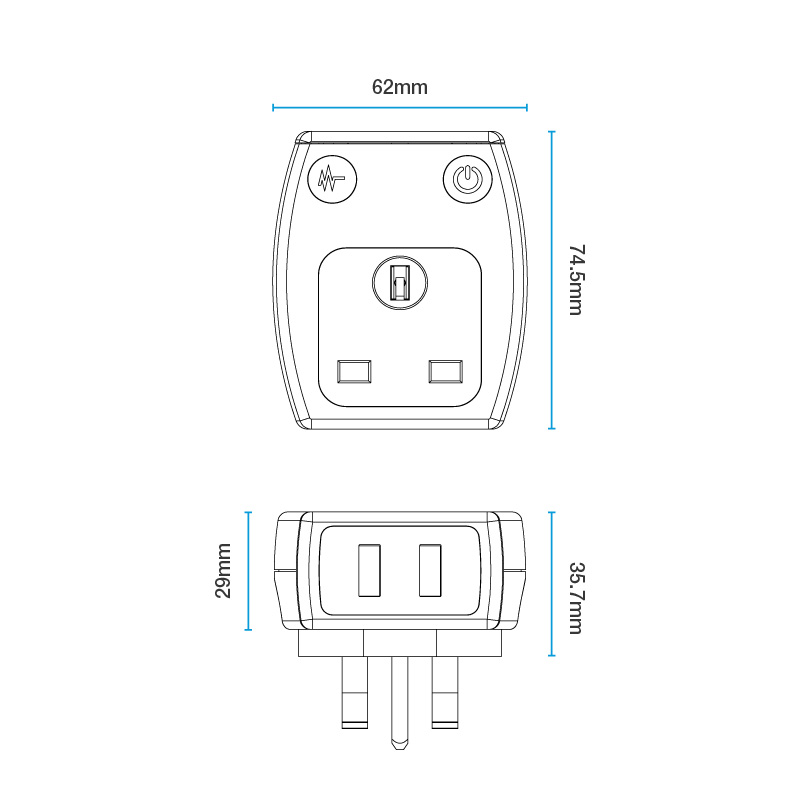 BG MASTERPLUG USB SURGE  ADAPTOR 2XUSB 3.1A