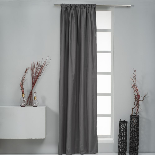 EASYHOME CURTAIN QAMAL DARK GREY 140X270CM BLACKOUT