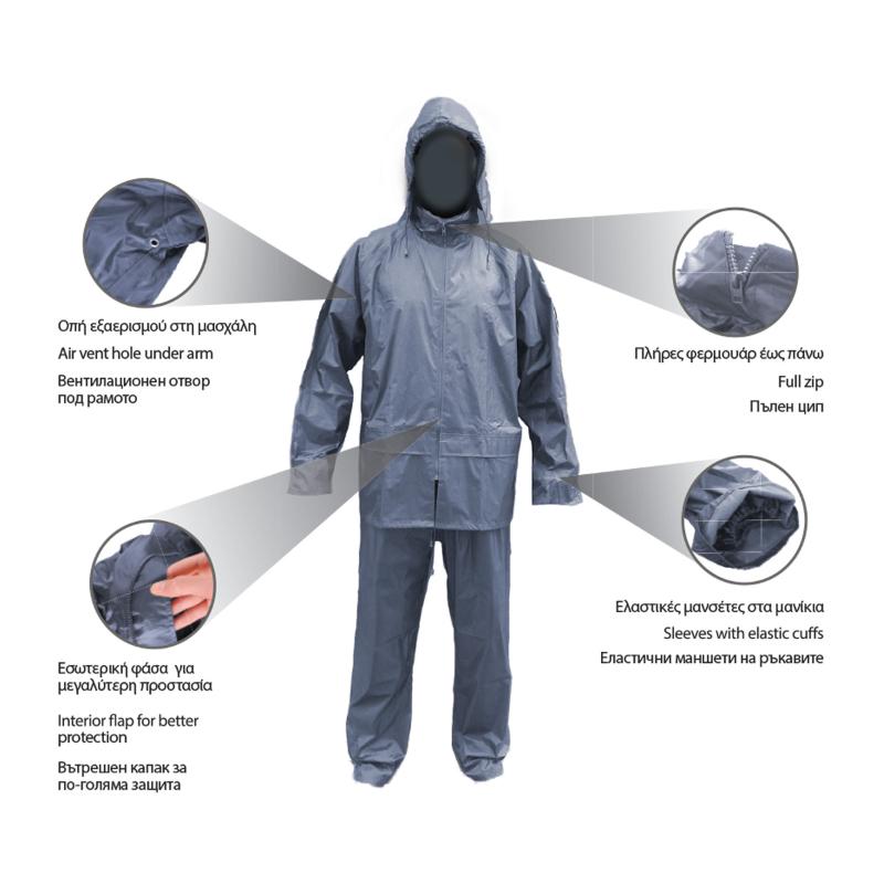 H&C PVC RAIN SUIT PVC 150T BLUE M