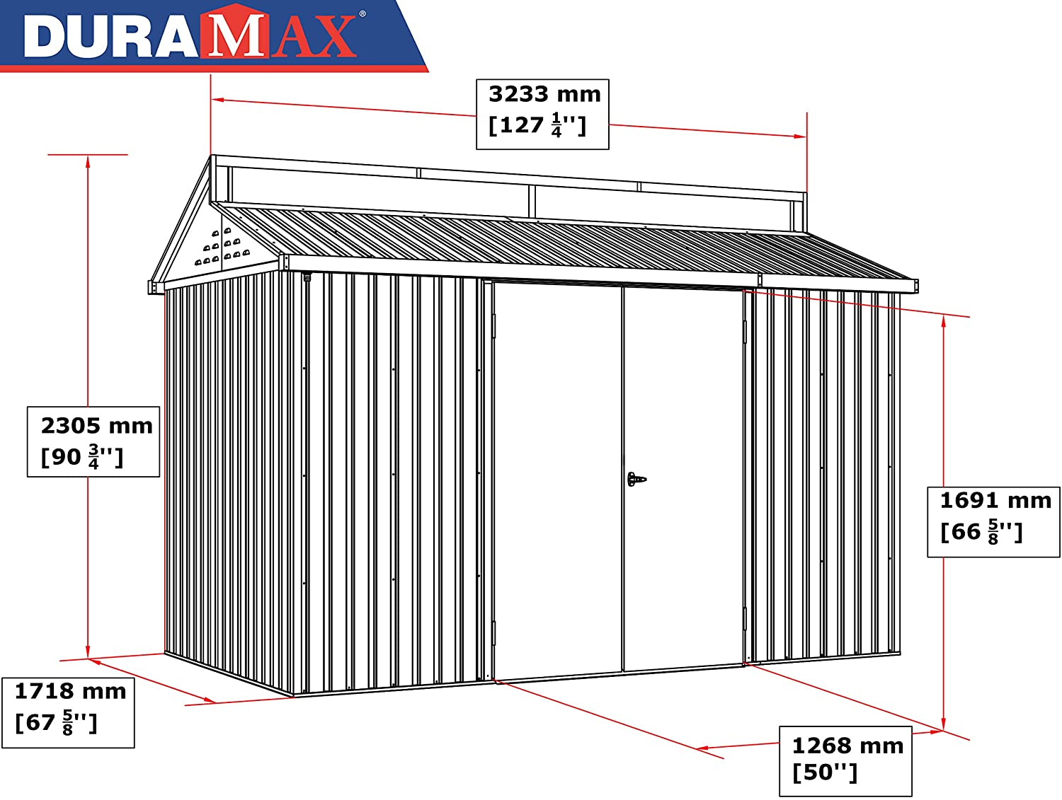 DURAMAX ALUMINIUM SKYLIGHT SHED 10X6FT SILVER