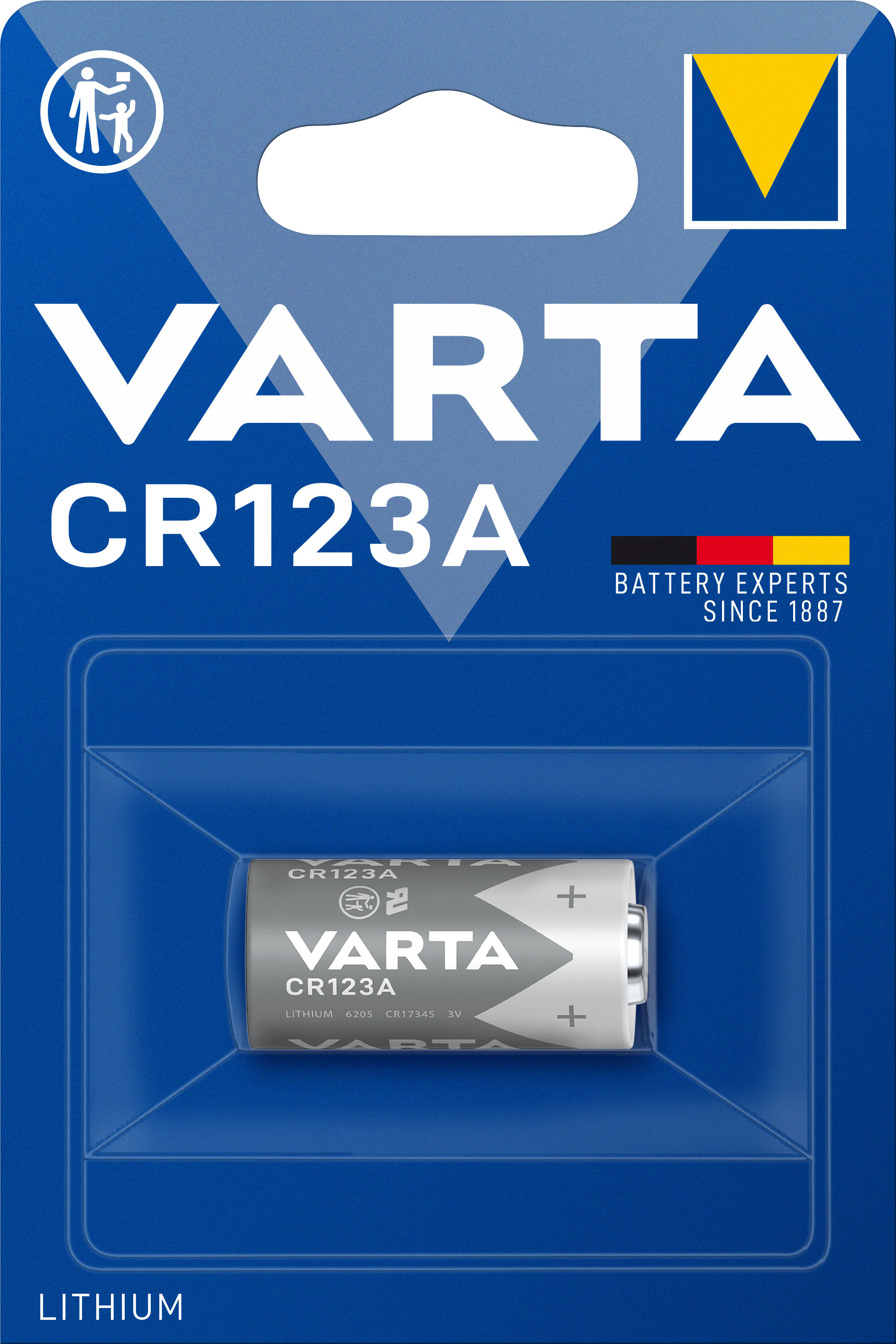 VARTA LITHIUM CYLINDRICAL CR123A, CR17345 (ROUND CELL BATTERY, 3V) PACK OF 1