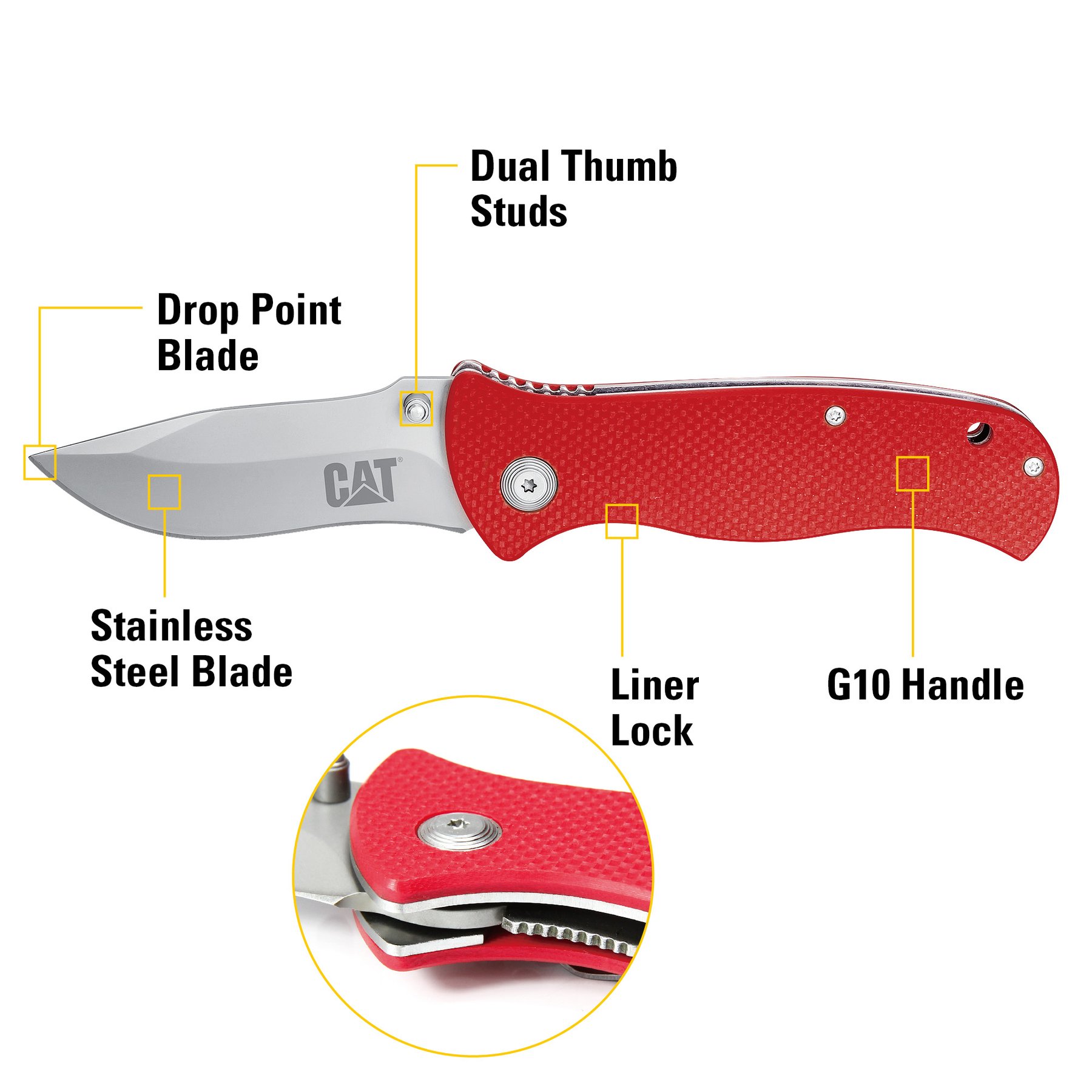 CAT 19,1CM DROP-POINT FOLDING