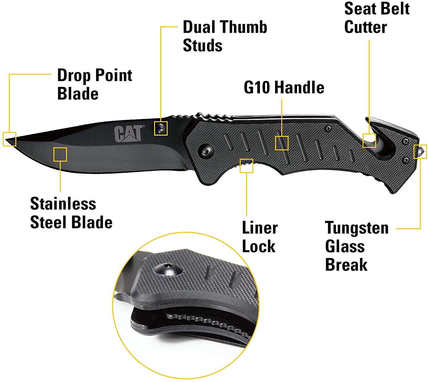 CAT 20,3CM DROP-POINT FOLDING