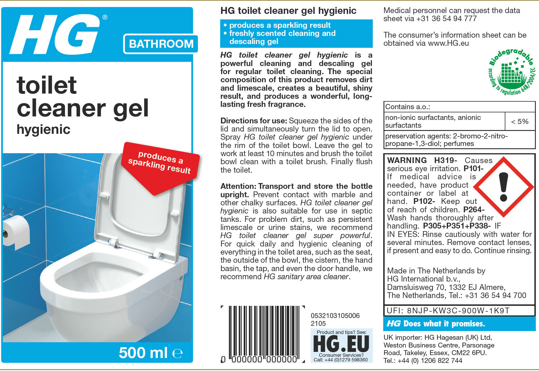 HG HYGIENIC TOILET GEL